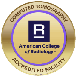 Badge showing Astera Health in Wadena, MN as a Computed Tomography, or CT, accredited facility from the American College of Radiology.